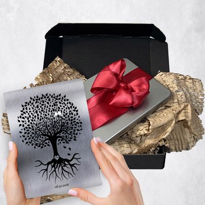 Tree Silhouette With Roots Metal Plaque Anniversary Gift Delivery For Couple Toy-1372