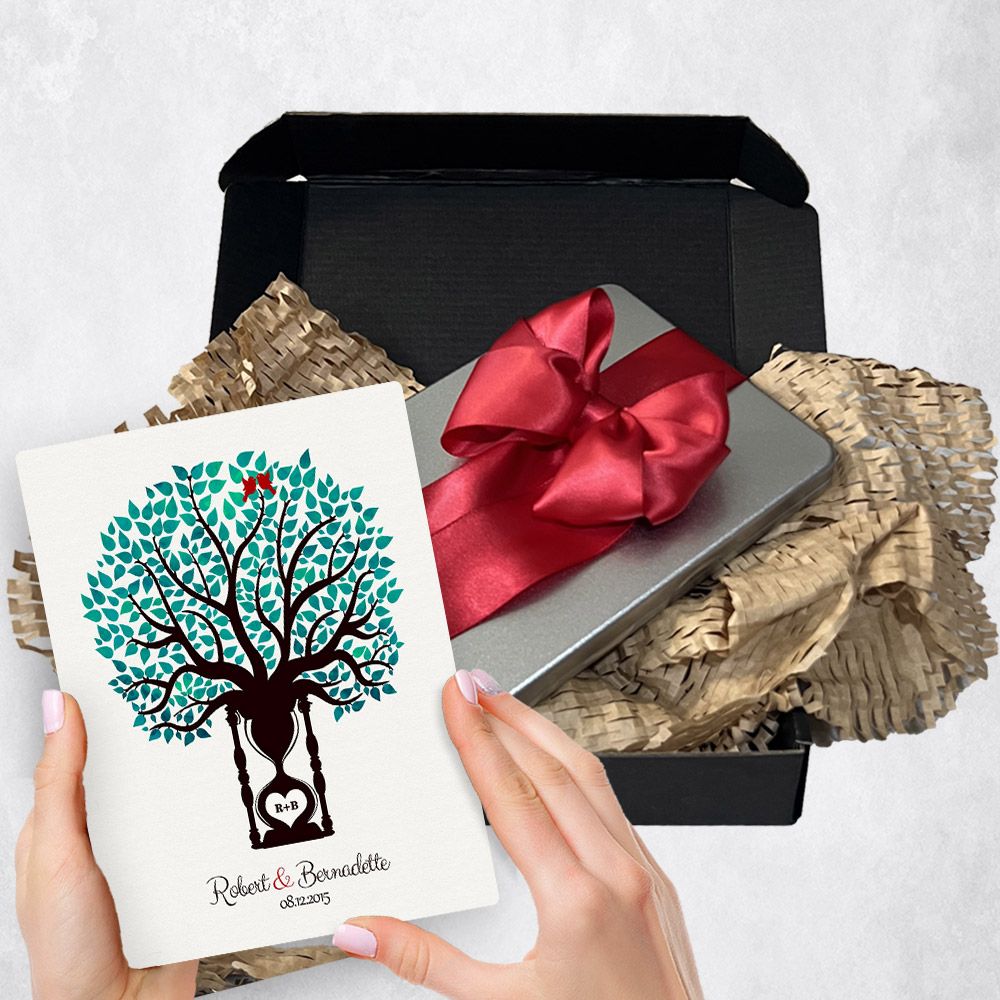 Hourglass Tree Silhouette Metal Plaque Anniversary Gift Delivery For Couple Toy-1387