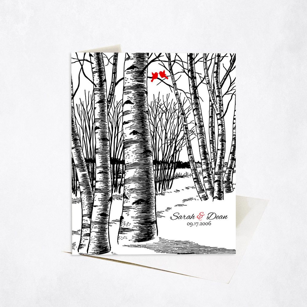 Birch Trees Anniversary Stationery Card For Couple C-1399