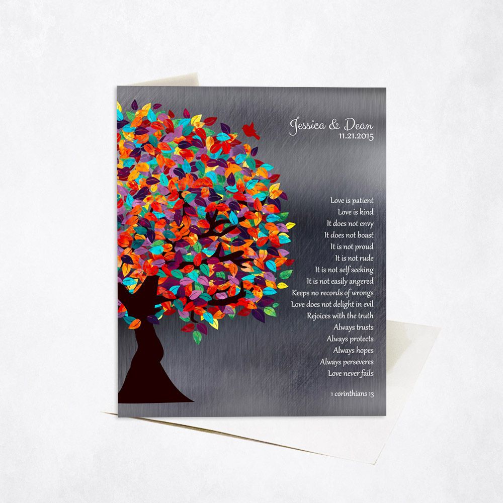 Colorful Side Spring Tree Anniversary Stationery Card For Couple C-1289