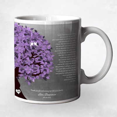 Side Purple Tree Wedding Ceramic Coffee Mug Gift For Mother Of The Bride M-1486