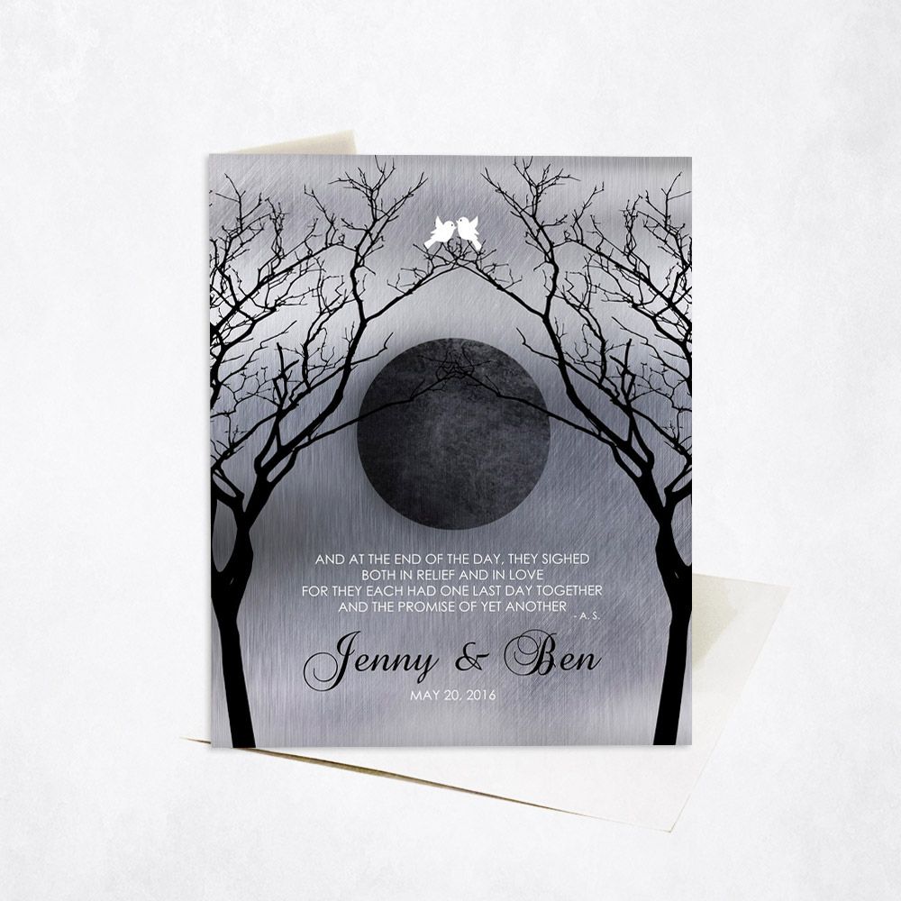 Bare Trees Full Moon Anniversary Stationery Card For Couple C-1344