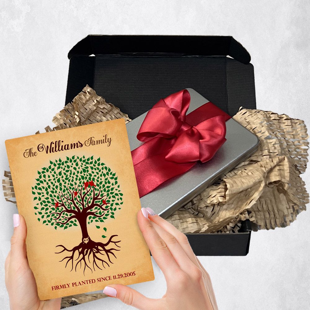 Green Tree With Roots On Gold Metal Plaque Wedding Gift Delivery For Couple Toy-1128