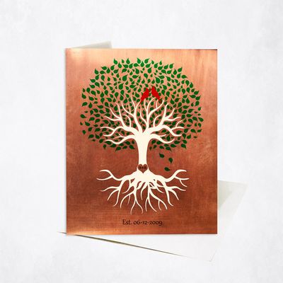 Green Canopy Tree Anniversary Stationery Card For Couple C-1398