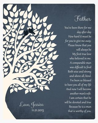 Wedding Poem for Father Beside Tree Wedding Wall Plaque Gift for Father LTC-1140