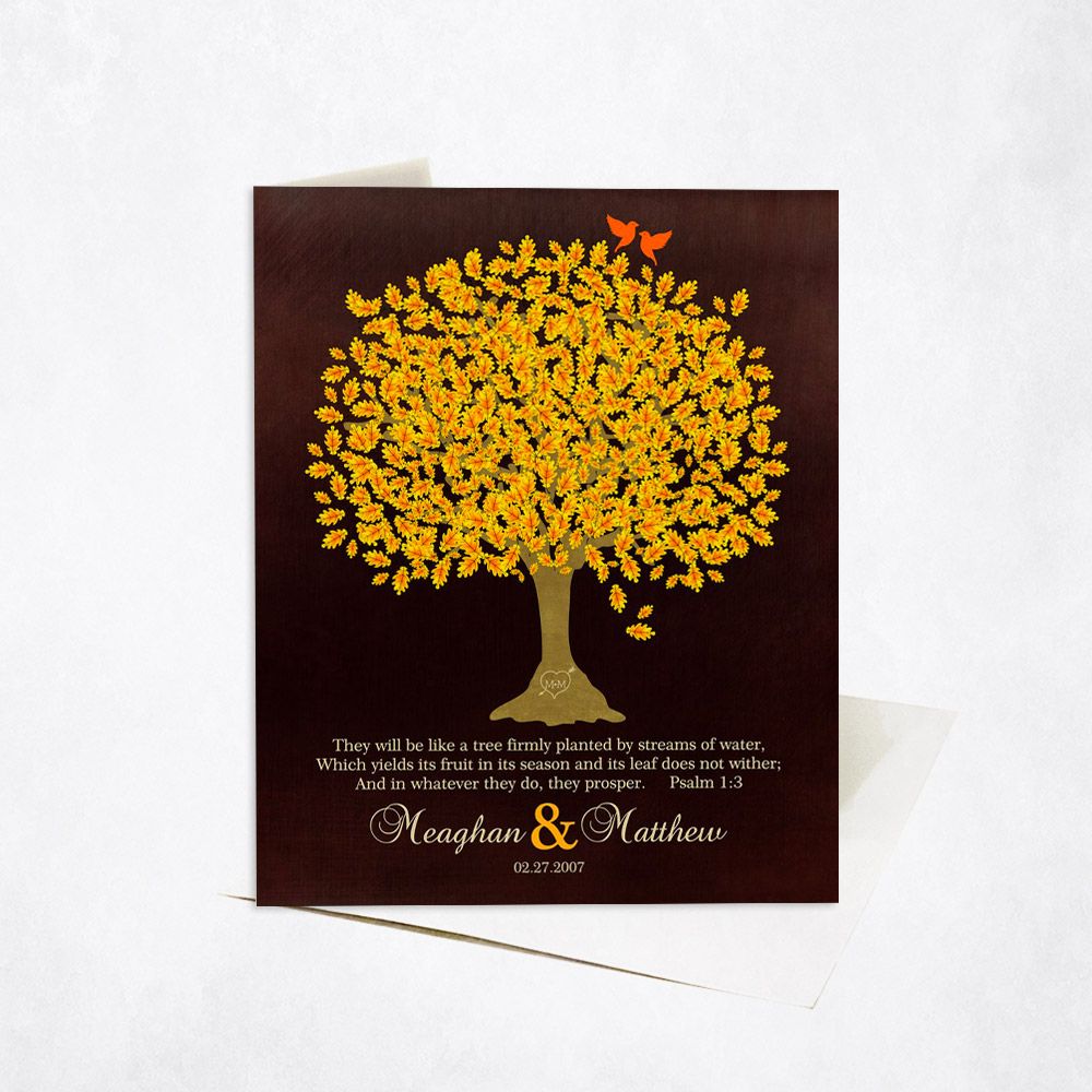 Golden Oak Tree Anniversary Stationery Card For Couple C-1411