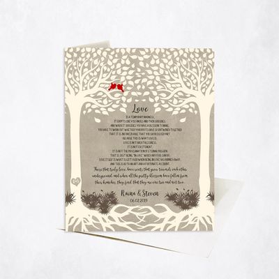 Two Trees With Roots Anniversary Stationery Card For Couple C-1766