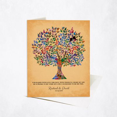 Watercolor Tree Gold Wedding Stationery Card For Mother Of The Groom C-1260