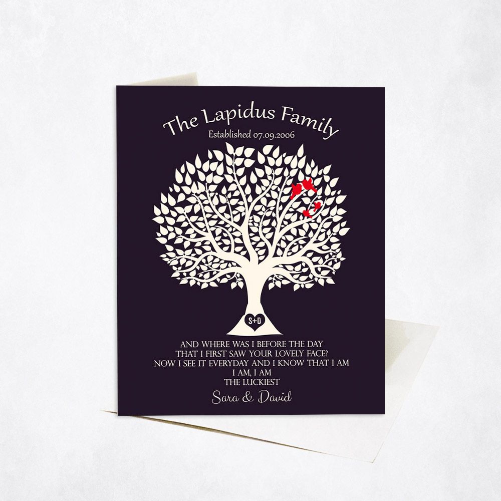 Tree Silhouette Anniversary Stationery Card For Couple C-1358