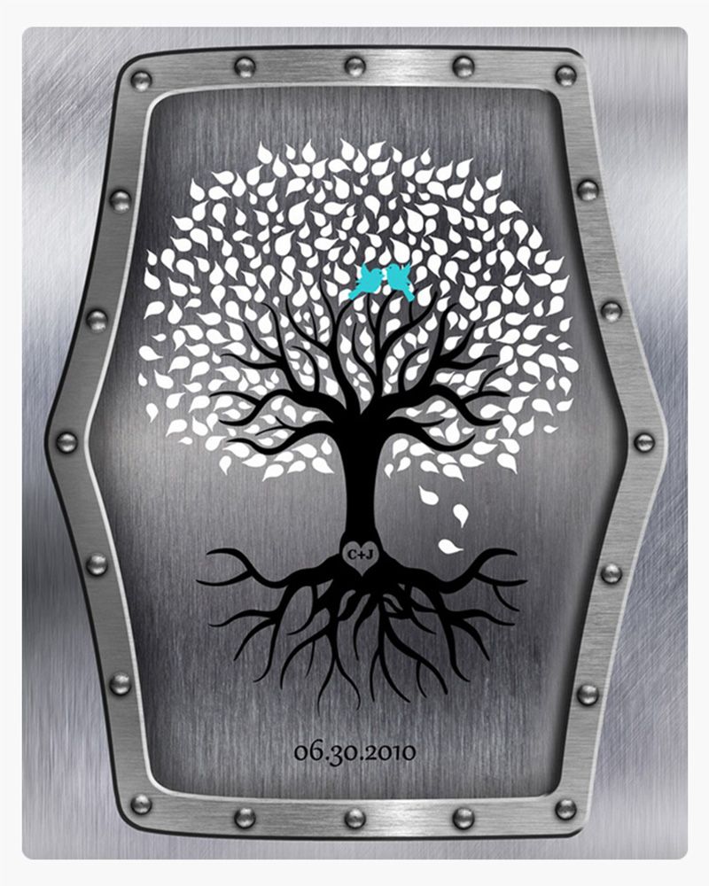 Tree with Roots Steel 11th Anniversary Wall Plaque Gift for Couple LTC-1374