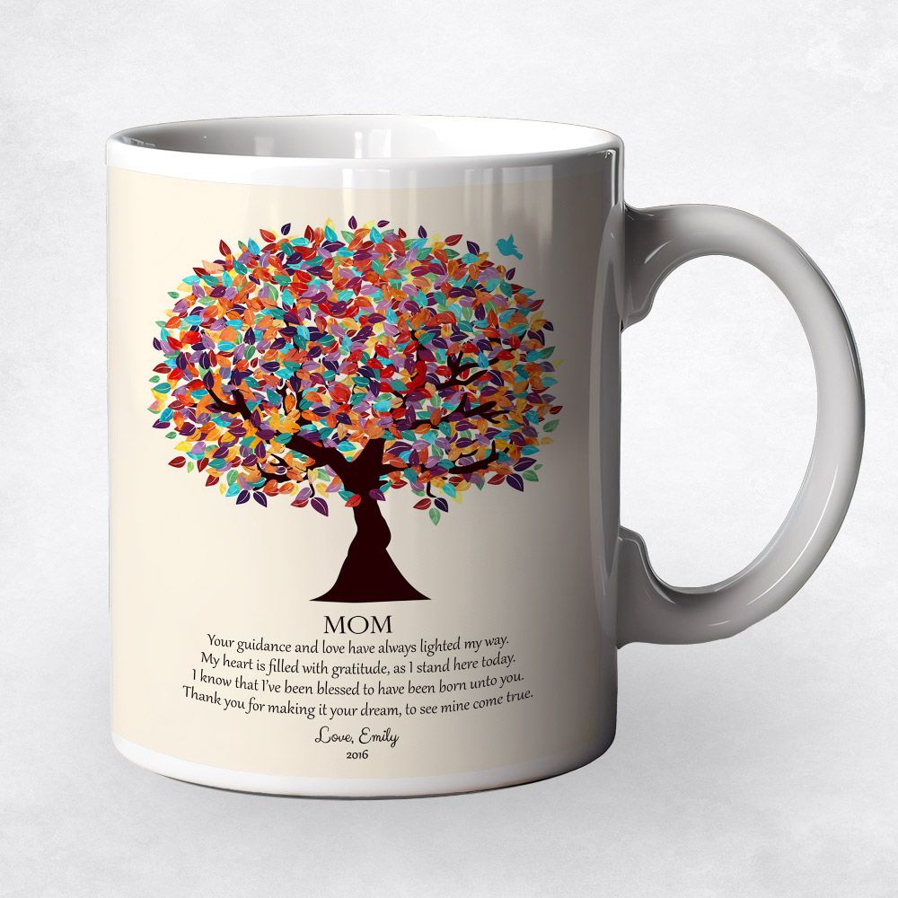 Colorful Spring Tree Family Ceramic Coffee Mug Gift For Mom M-1427