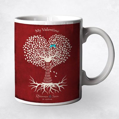 Heart Shape Tree Anniversary Ceramic Coffee Mug Gift For Couple M-1819