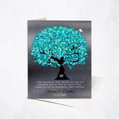 Turquoise Canopy Tree Anniversary Stationery Card For Couple C-1265