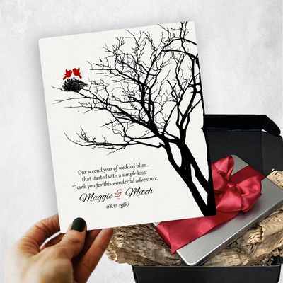 Dark Branchy Tree And Nest Metal Plaque Anniversary Gift Delivery For Couple Toy-1365