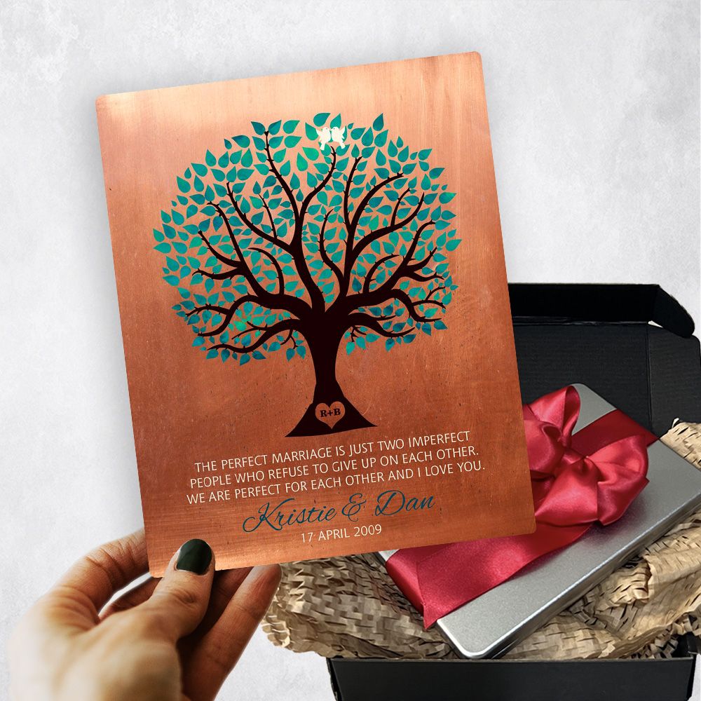 Turquoise Tree Metal Plaque Anniversary Gift Delivery For Couple Toy-1386