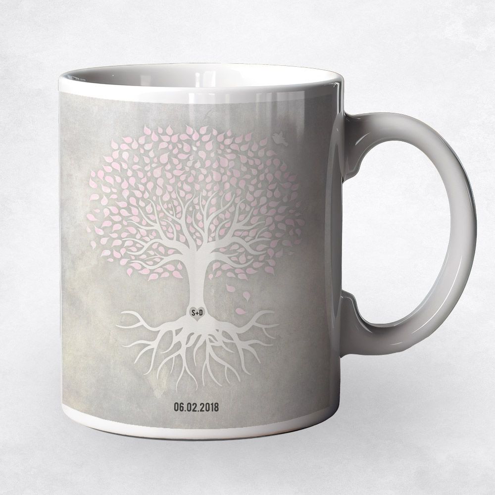 White Canopy Tree Anniversary Coffee Mug Gift for Couple M-1540