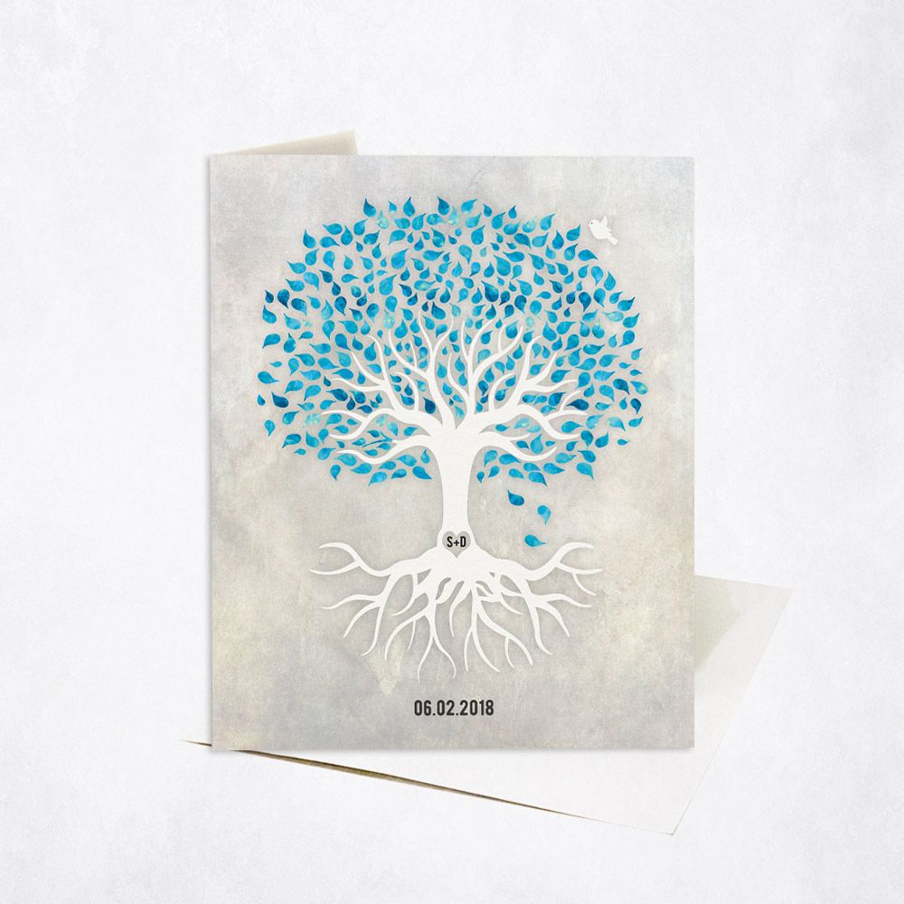 White Canopy Tree Anniversary Card Gift for Couple C-1532