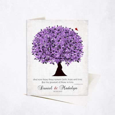 Purple Purple Tree 10th Anniversary Card Gift for Couple C-1476