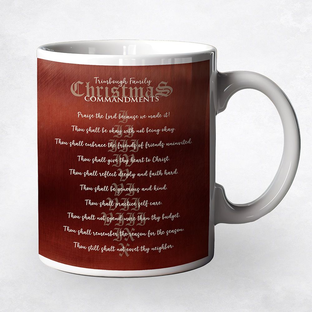 Red Tin Christmas 10 Commandments Christmas Coffee Mug Gift for Family M-2121