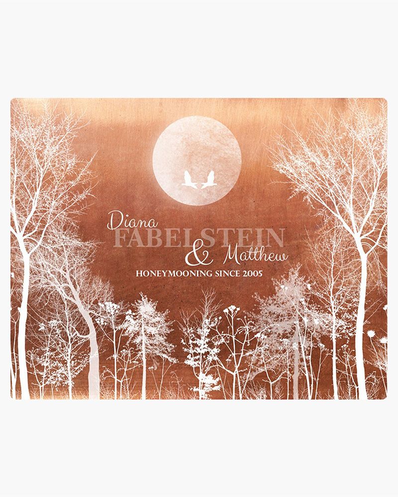 White Copper Full Moon Forest 7th Anniversary Wall Plaque Gift for Couple LTC-1349