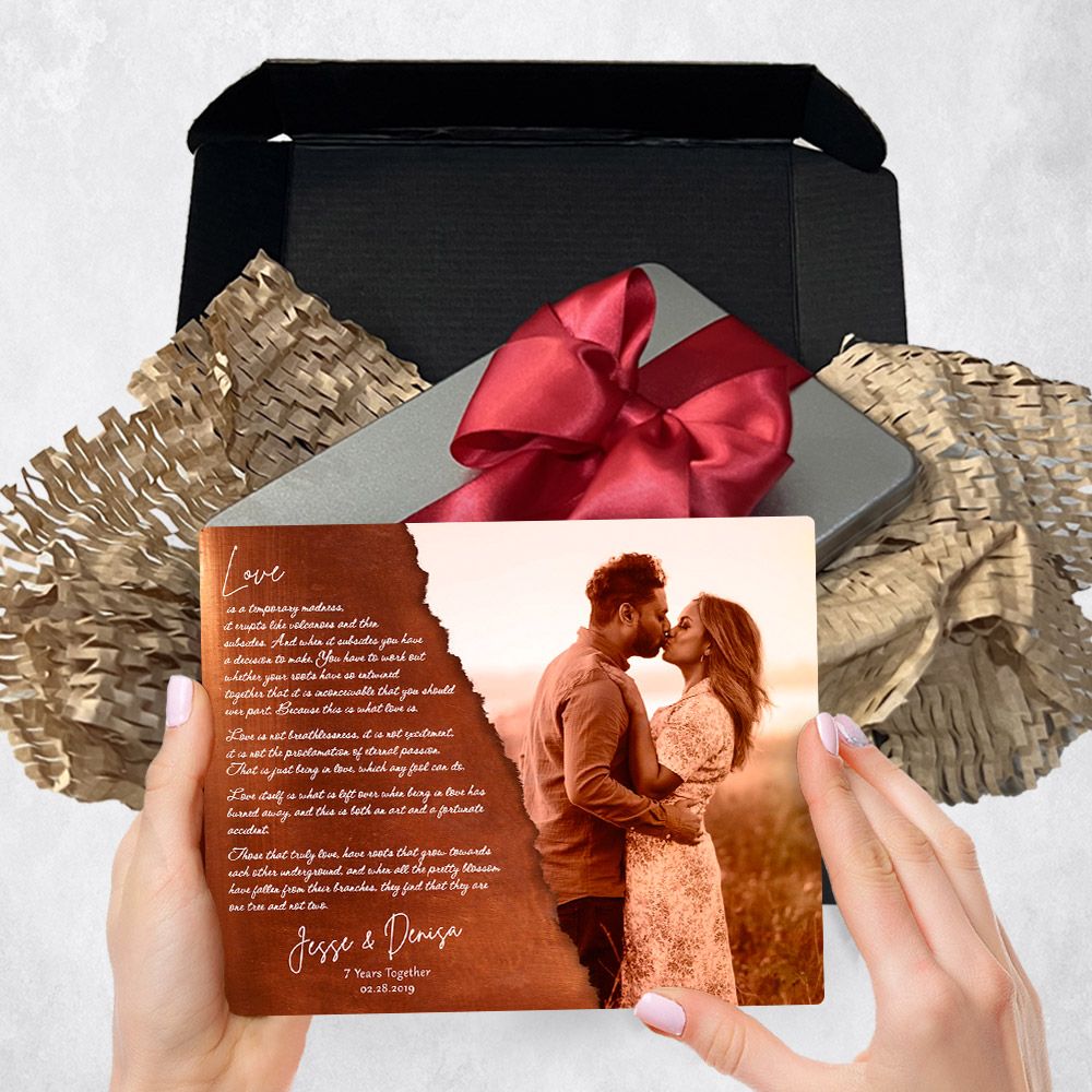 Copper Wedding Photo and Vows 7th Anniversary Gift Delivery Box Gift for Couple TOY-2160