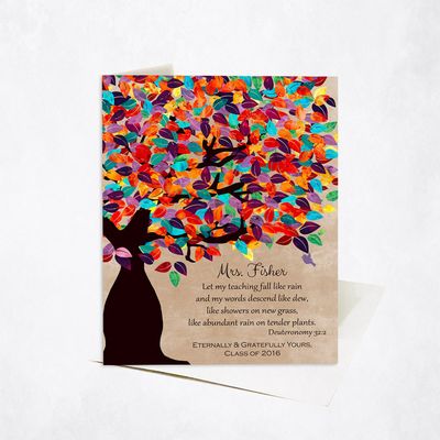 Colorful Spring Tree Teacher Appreciation Card Gift for Educator C-1229