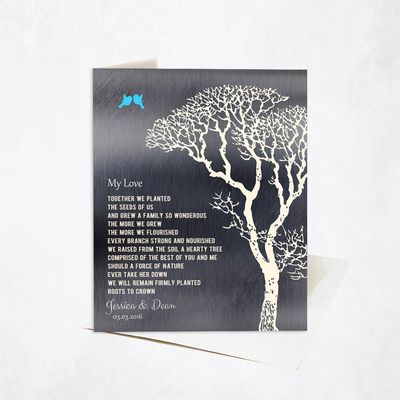 Tin Bare Tree 10th Anniversary Card Gift for Couple C-1298