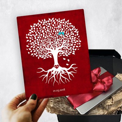 #1 Best Seller - Red Tin Silhouette Tree with Roots Valentine&#39;s Day Gift Delivery Box Gift for Coup…