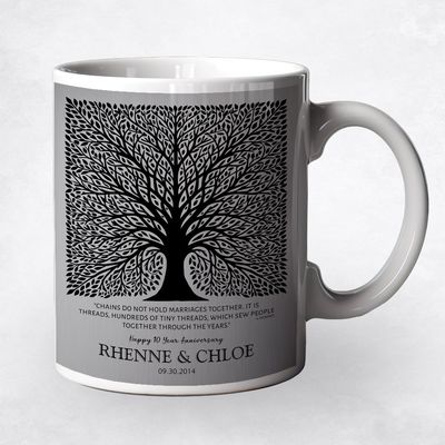 #1 Best Seller - Tin Elaborate Square Tree 10th Anniversary Coffee Mug Gift for Couple M-1583