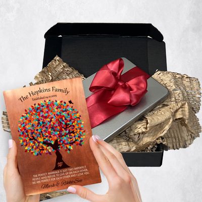 Copper Colorful Spring Tree 7th Anniversary Gift Delivery Box Gift for Couple TOY-1345