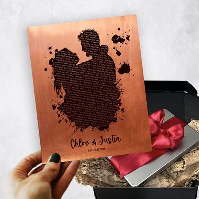 Copper Couple Silhouette 7th Anniversary Gift Delivery Box Gift for Couple TOY-1863