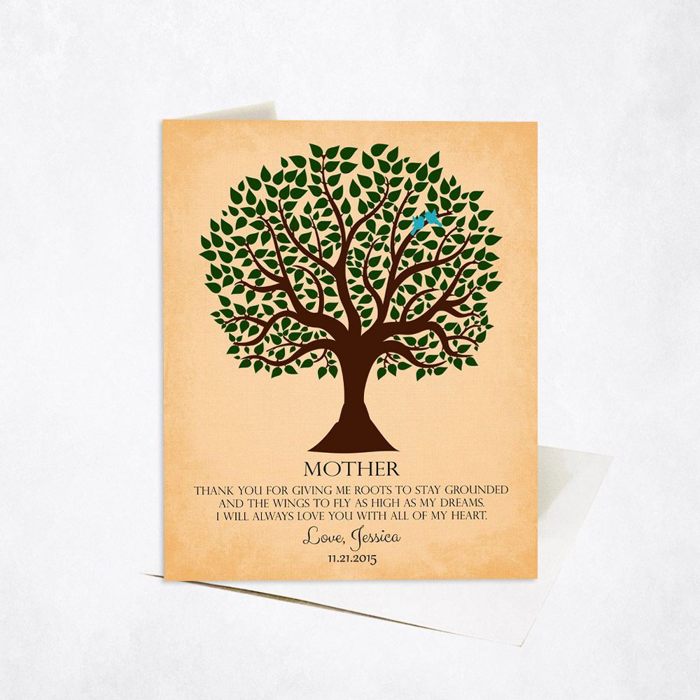 Green Tree Silhouette Wedding Card Gift for Mother C-1143