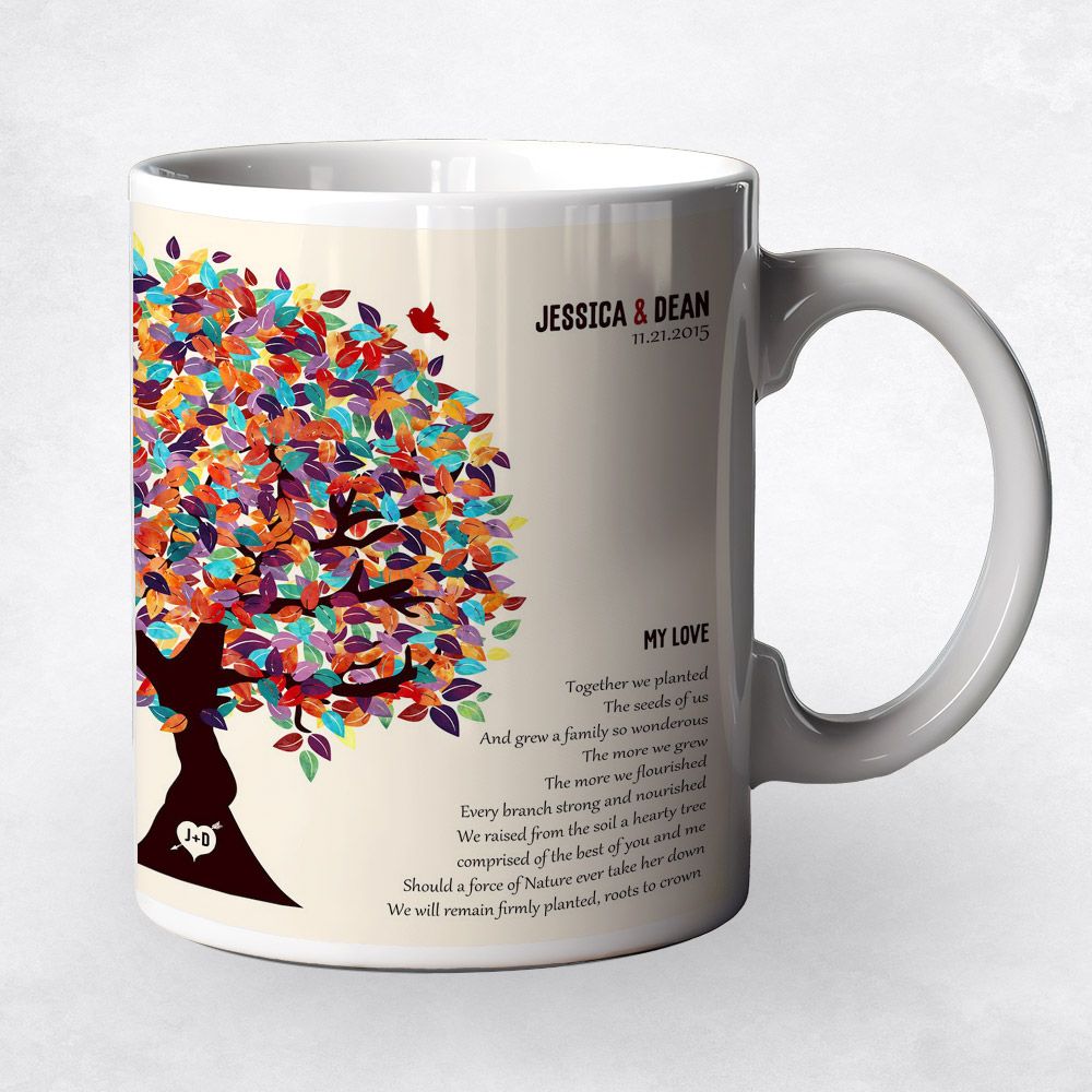 Half Spring Tree 10th Anniversary Coffee Mug Gift for Couple M-1285