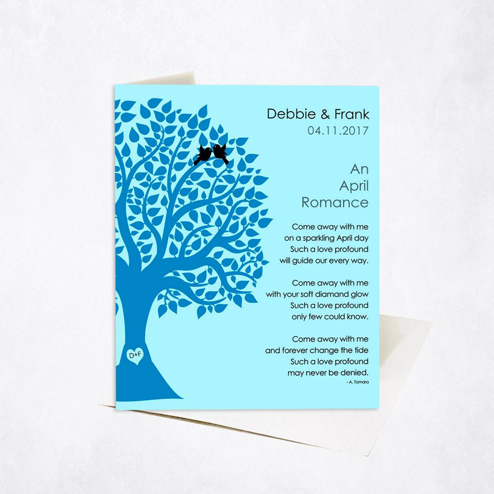 Half Silhouette Tree Engagement Card Gift for Couple C-1704