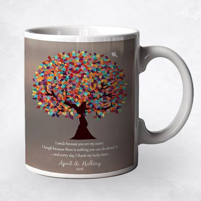 Bronze Colorful Spring Tree Family Appreciation Coffee Mug Gift for Sister M-1395