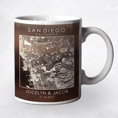 Bronze City Map 8th Anniversary Coffee Mug Gift for Couple M-1585