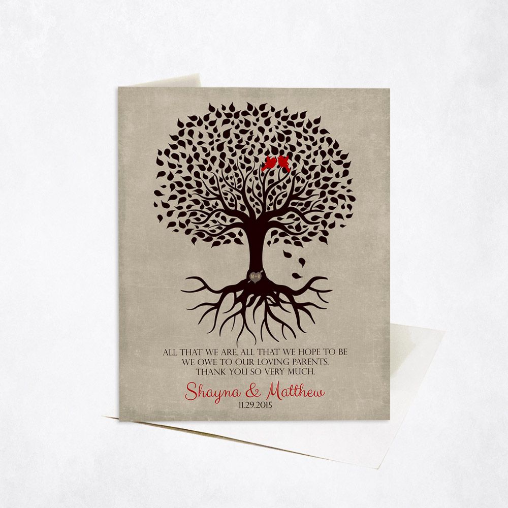 Rooted Tree Silhouette Wedding Card Gift for Parents C-1110