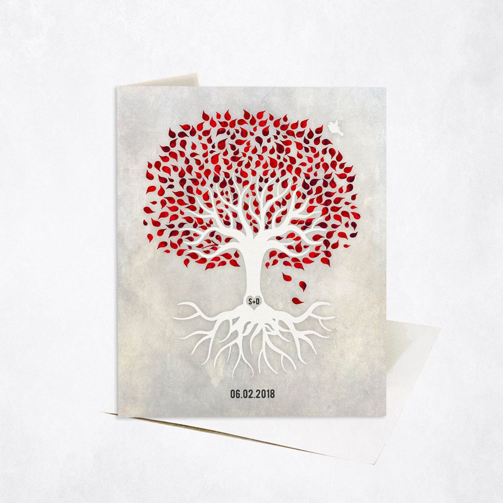 White Canopy Tree Anniversary Card Gift for Couple C-1533