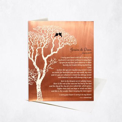 Copper Bare Tree 7th Anniversary Card Gift for Couple C-1300