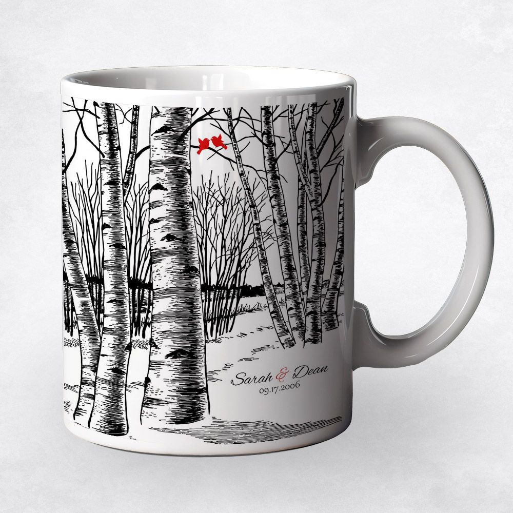 Birch Tree Forest 10th Anniversary Coffee Mug Gift for Couple M-1399