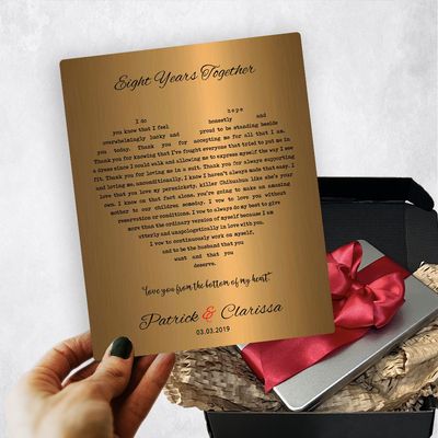 Brass Heart Shape Song Lyrics 21st Anniversary Gift Delivery Box Gift for Couple TOY-1789