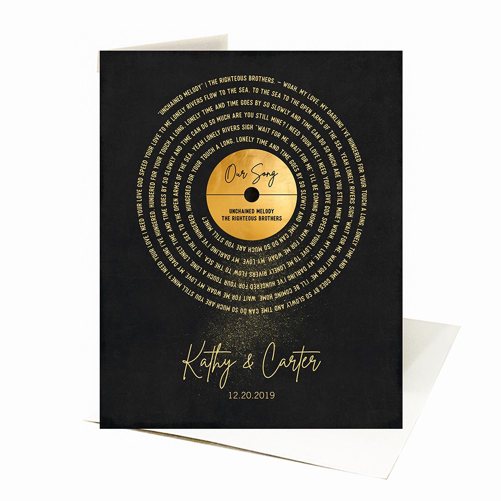 Gold Our Song Gold Record Lable Spiral 50th Anniversary Card Gift for Couple C-2118