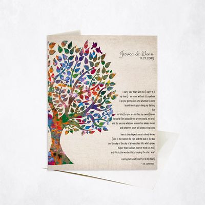 #1 Best Seller - Half Watercolor Tree 10th Anniversary Card Gift for Couple C-1276