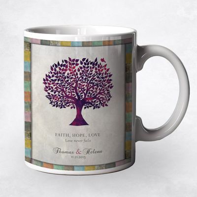 Purple Tree Silhouette Anniversary Coffee Mug Gift for Couple M-1525