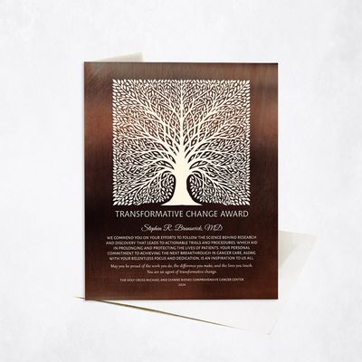 Bronze Elaborate Square Tree Medical Recognition Card Gift for Doctor C-1582