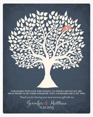 #1 Best Seller - Tree Silhouette Wedding Wall Plaque Gift for Mother Of The Bride LTC-1117