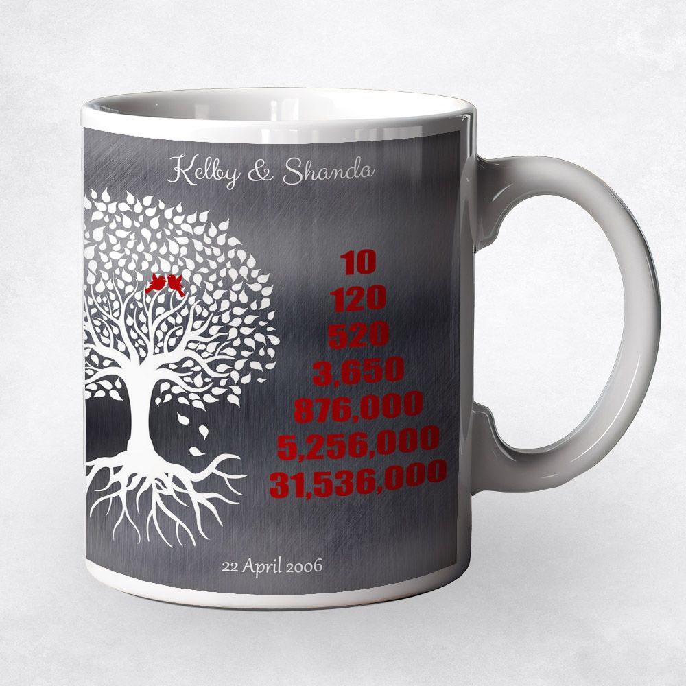 Tin Half Tree Countdown Pyramid 10th Anniversary Coffee Mug Gift for Couple M-1346