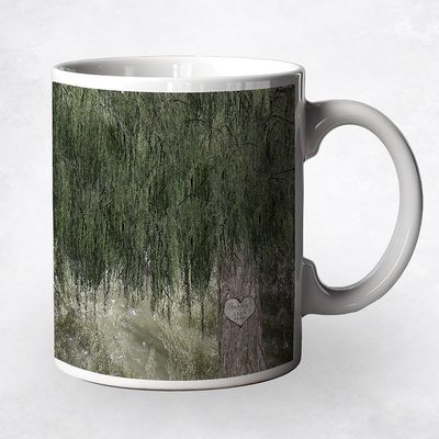 Large Green Willow Names in Tree Anniversary Coffee Mug Gift for Couple M-2173