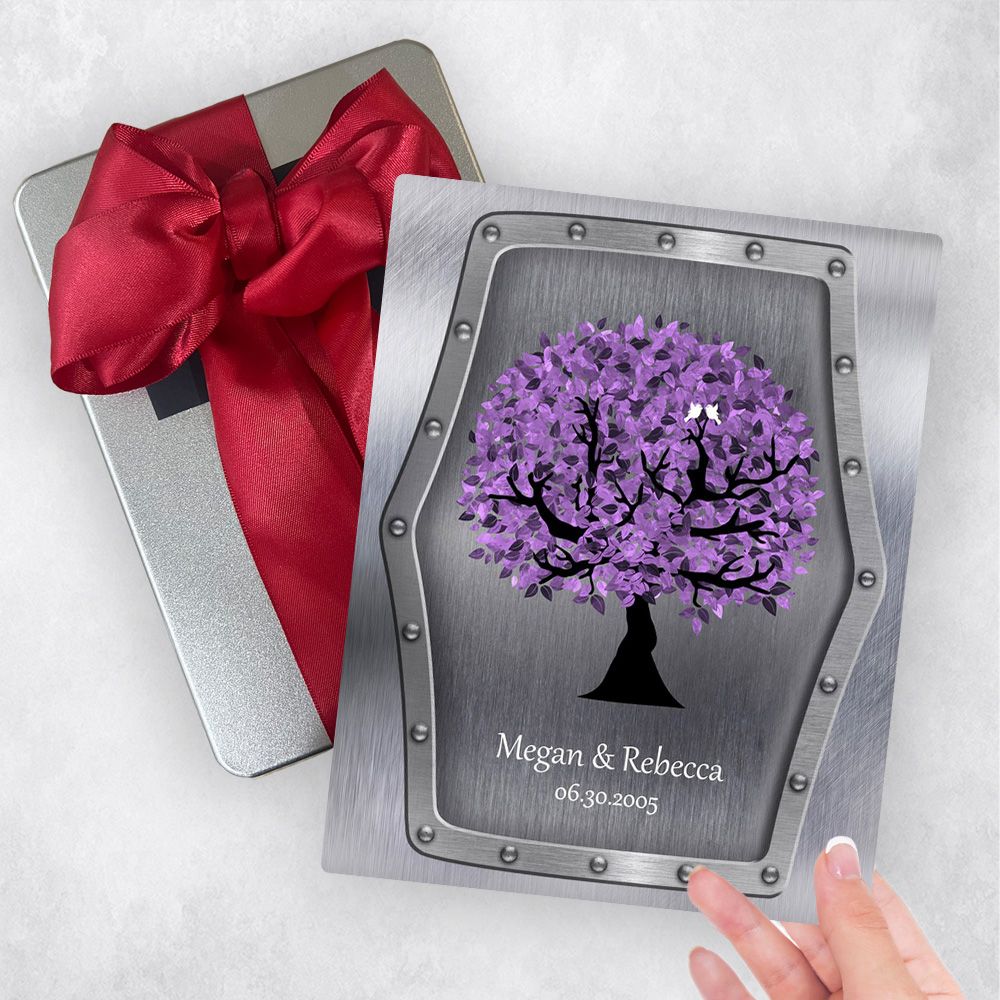 Tin Purple Tree 11th Anniversary Gift Delivery Box Gift for Couple TOY-1501