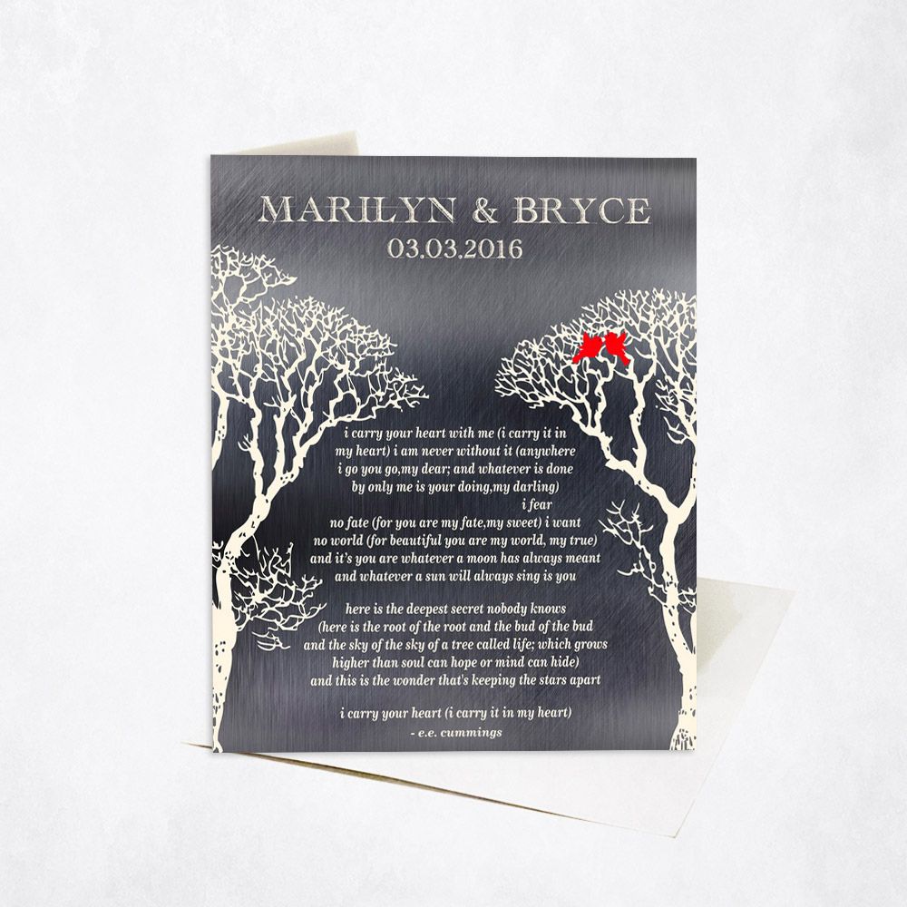 Tin Bare Tree 10th Anniversary Card Gift for Couple C-1303